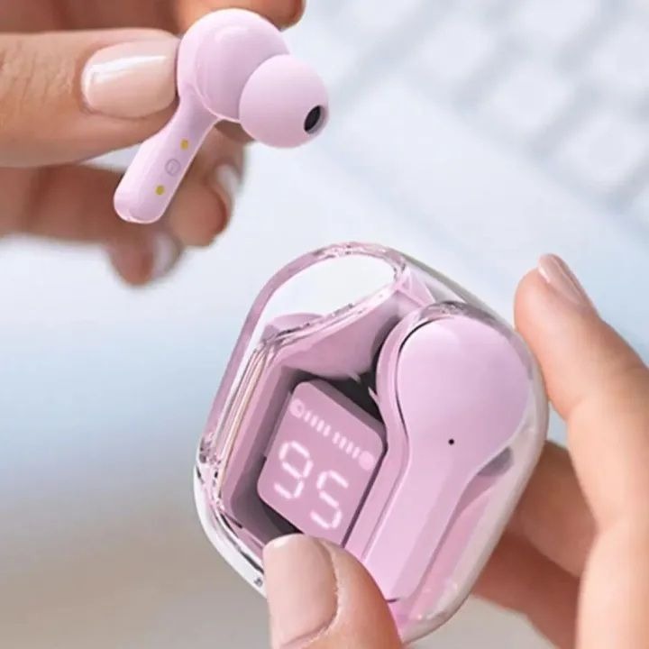 Air31 earbuds With SILICON POUCH wireless crystal Transparent and Bluetooth Air 31Type C