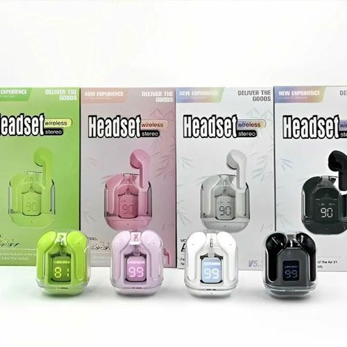 Air31 earbuds With SILICON POUCH wireless crystal Transparent and Bluetooth Air 31Type C