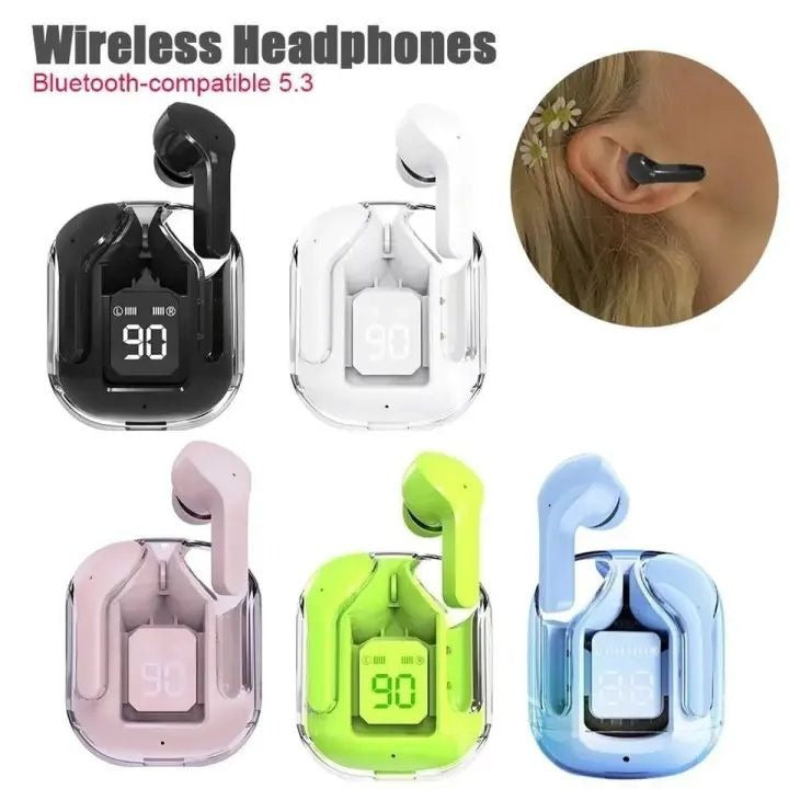 Air31 earbuds With SILICON POUCH wireless crystal Transparent and Bluetooth Air 31Type C